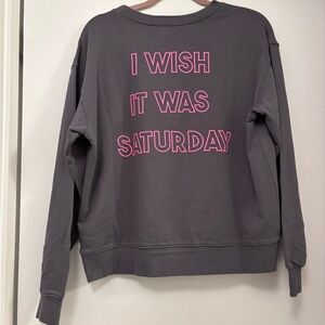 Wildfox "I Wish It Was Saturday" graphic crewneck sweatshirt gray  M new